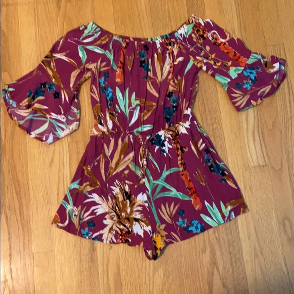 Burgundy Floral Romper